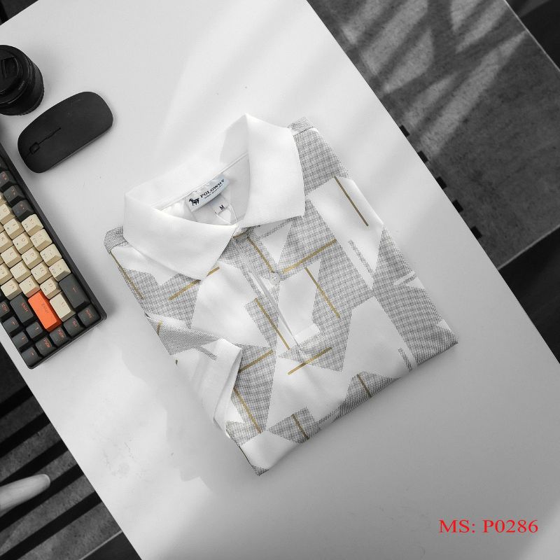 Áo Polo Nam POLOWHY Cá Sấu Poly P0286 Họa Tiết Hình Học