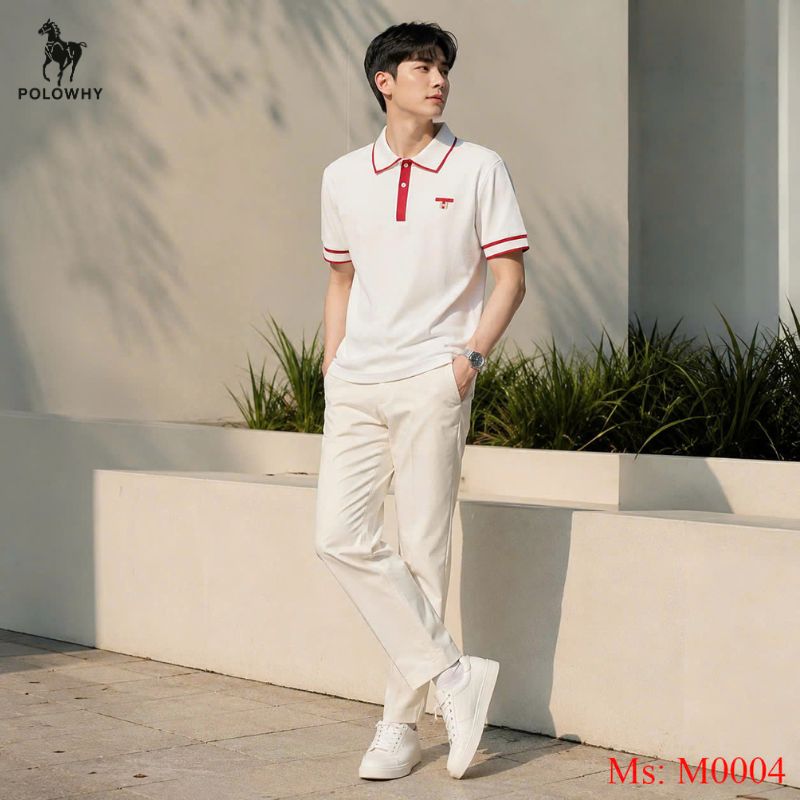 Áo Polo Nam POLOWHY Cá Mập Cotton M0004 Logo TH