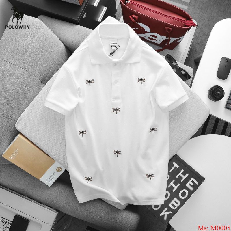 Áo Polo Nam POLOWHY Cá Mập Cotton M0005 Họa Tiết Chuồn Chuồn