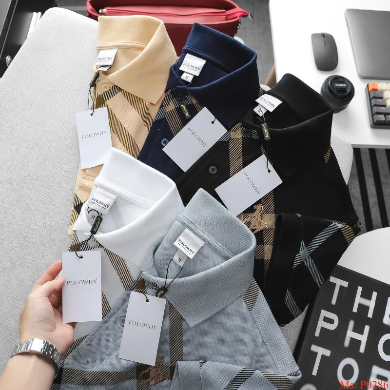 Áo Polo Nam POLOWHY Cá Mập Cotton M0008 Caro Bản Lớn