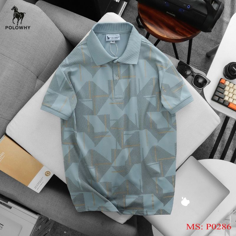 Áo Polo Nam POLOWHY Cá Sấu Poly P0286 Họa Tiết Hình Học