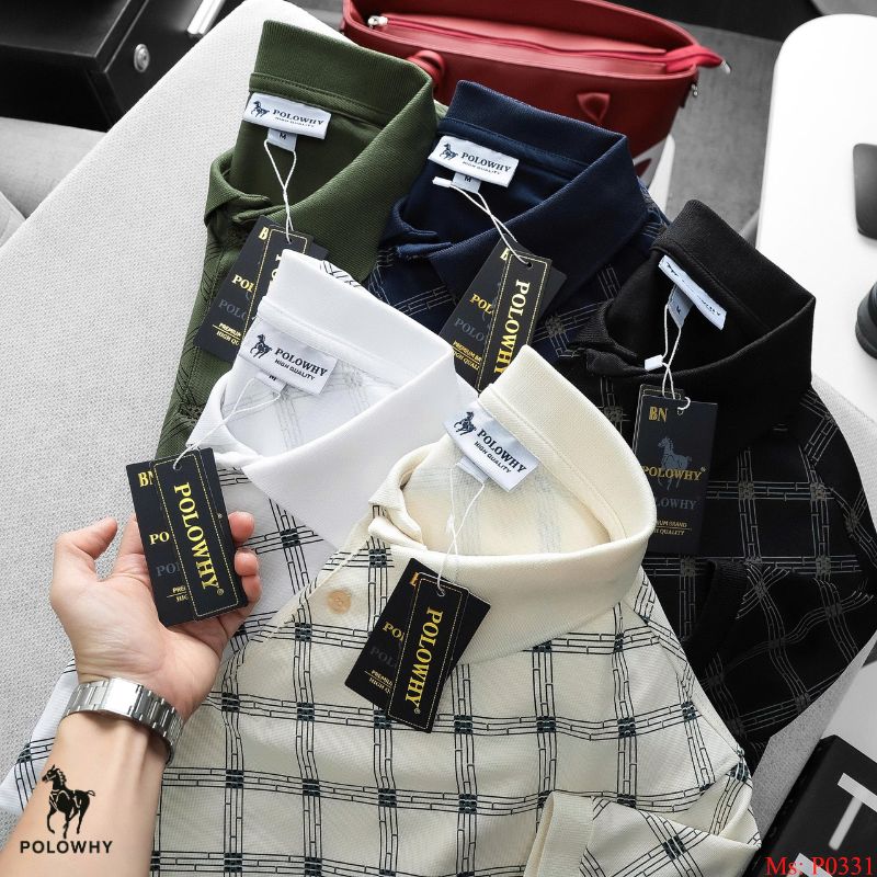 Áo Polo Nam POLOWHY Cá Sấu Poly P0331 | Kẻ Caro Chéo