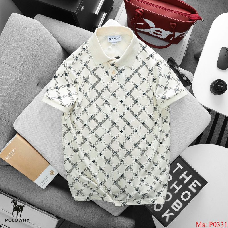 Áo Polo Nam POLOWHY Cá Sấu Poly P0331 | Kẻ Caro Chéo