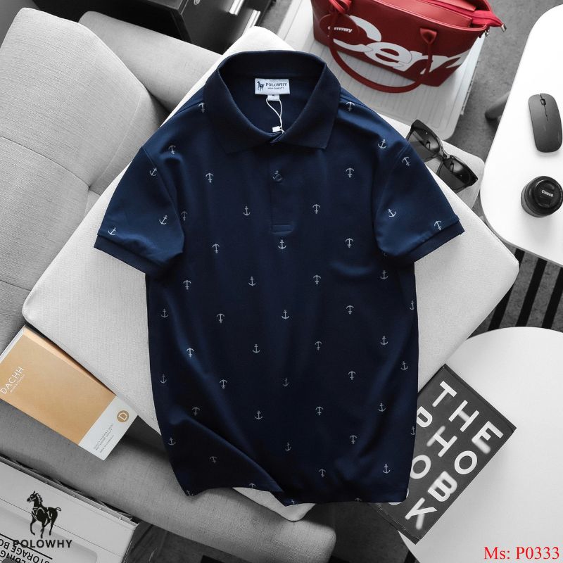 Áo Polo Nam POLOWHY Cá Sấu Poly P0333 Họa Tiết Mỏ Neo