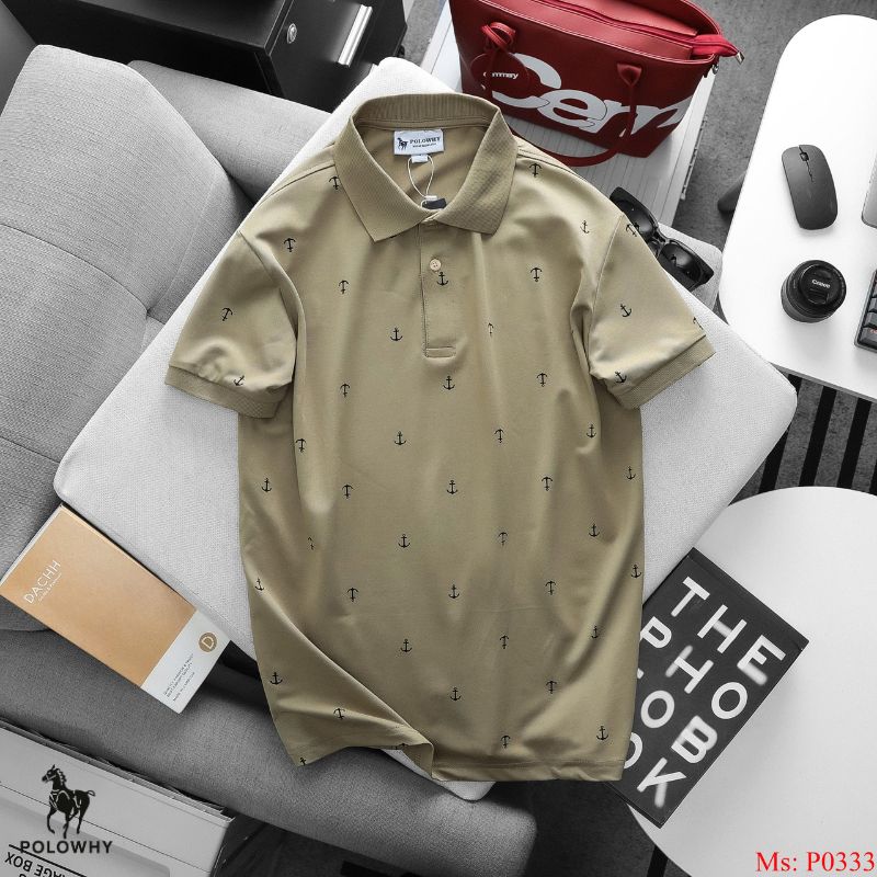 Áo Polo Nam POLOWHY Cá Sấu Poly P0333 Họa Tiết Mỏ Neo