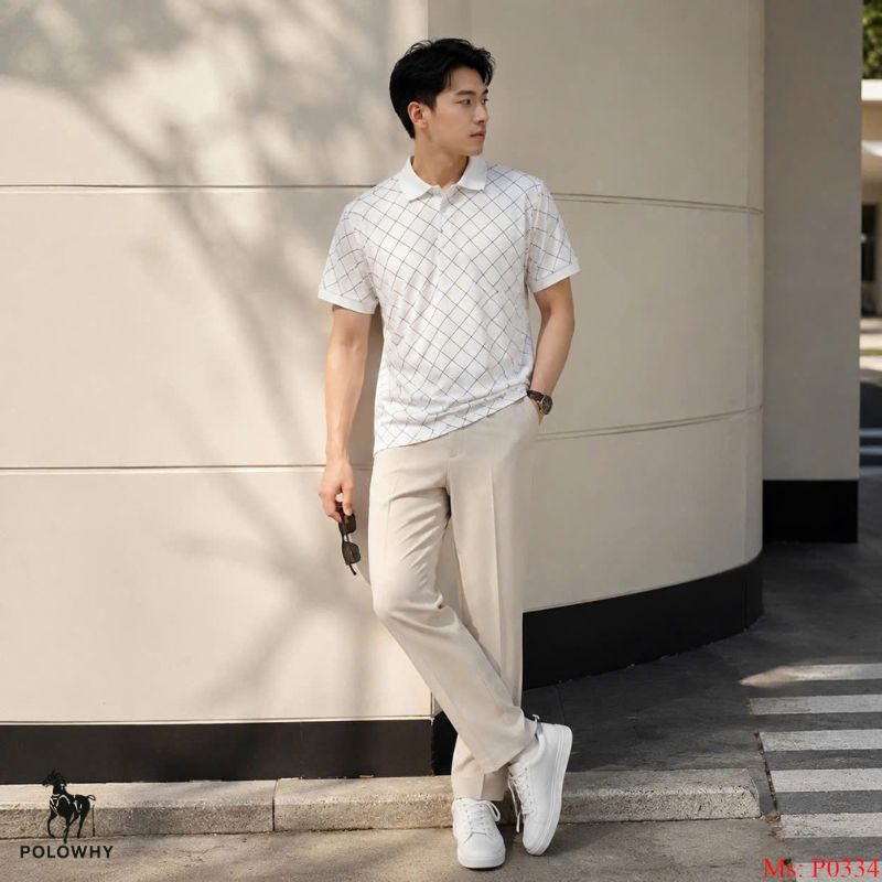 Áo Polo Nam POLOWHY Cá Sấu Poly P0334 Kẻ Ô Vuông