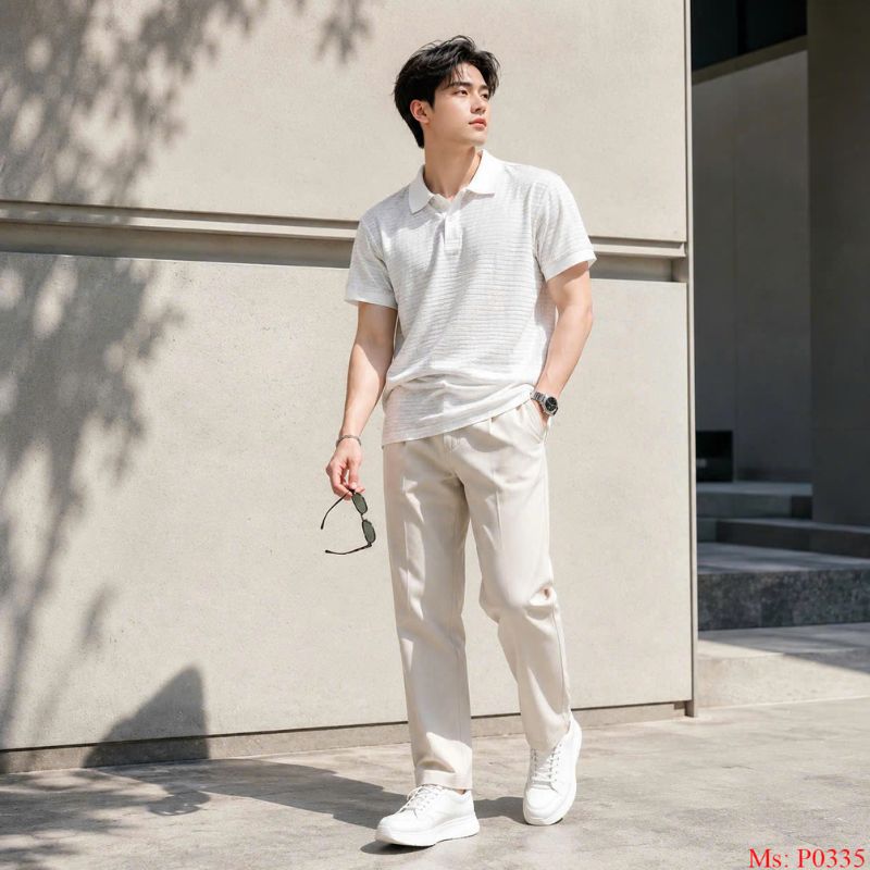 Áo Polo Nam POLOWHY Cá Sấu Poly P0335 Họa Tiết Chéo