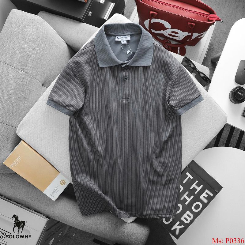 Áo Polo Nam POLOWHY Cá Sấu Poly P0336 Vân Dọc