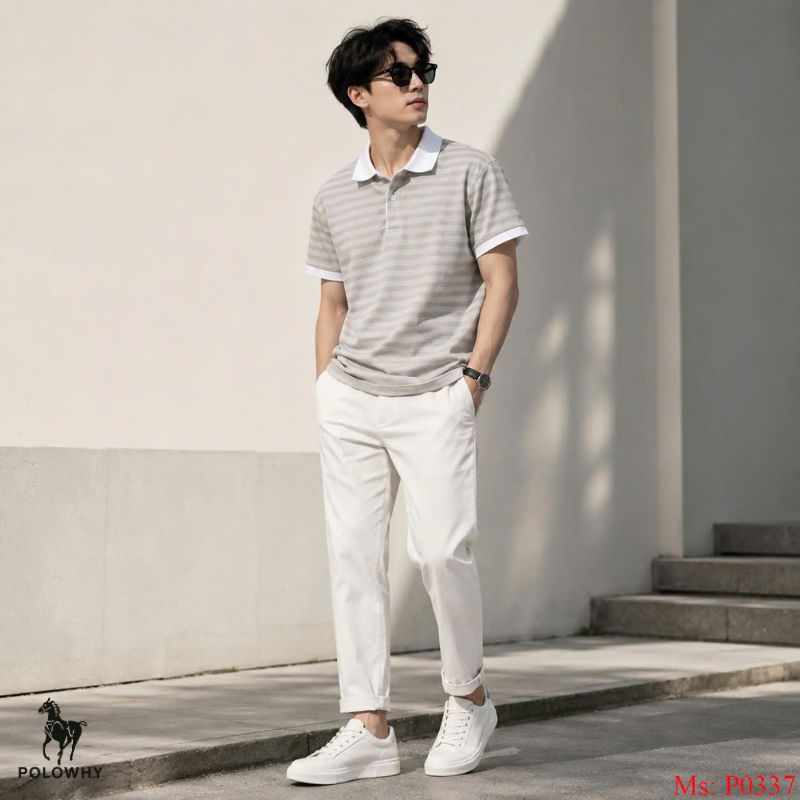 Áo Polo Nam POLOWHY Cá Sấu Poly P0337 Vân Dệt Chìm