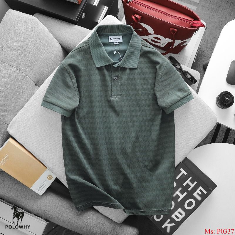 Áo Polo Nam POLOWHY Cá Sấu Poly P0337 Vân Dệt Chìm