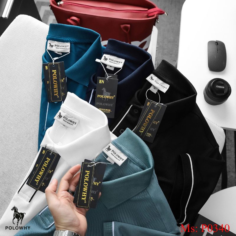 Áo Polo Nam POLOWHY Cá Sấu Poly P0340 Viền Tay