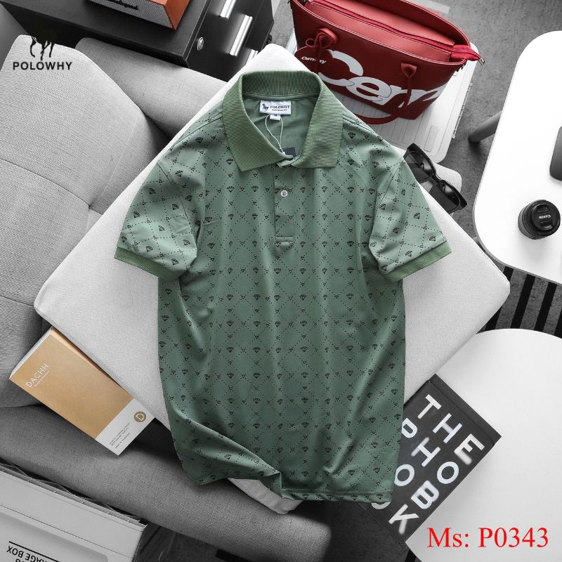 Áo Polo Nam POLOWHY Cá Sấu Poly P0343 Họa Tiết Kim Cương