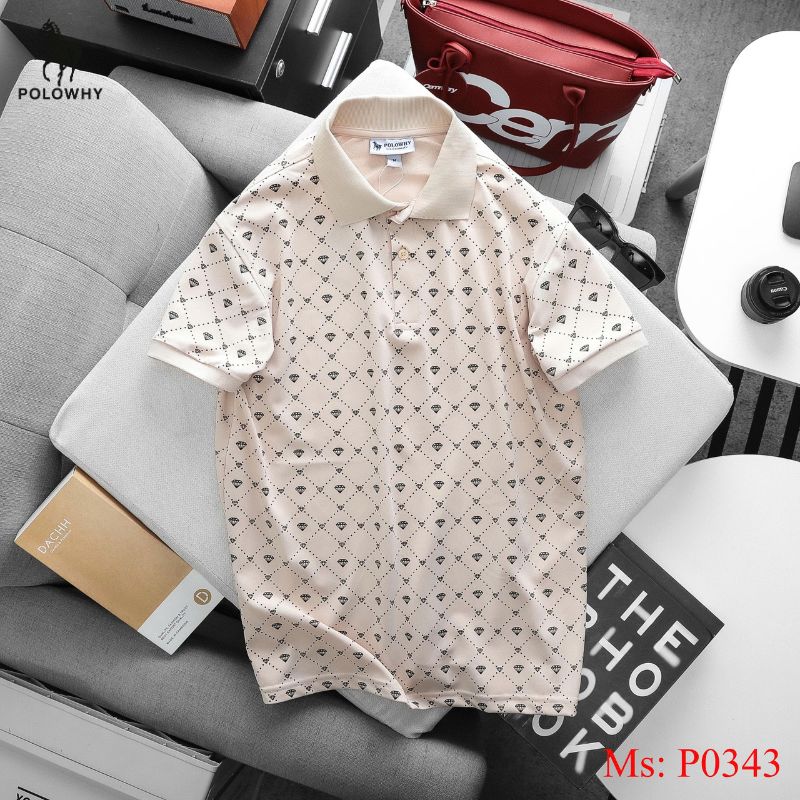 Áo Polo Nam POLOWHY Cá Sấu Poly P0343 Họa Tiết Kim Cương