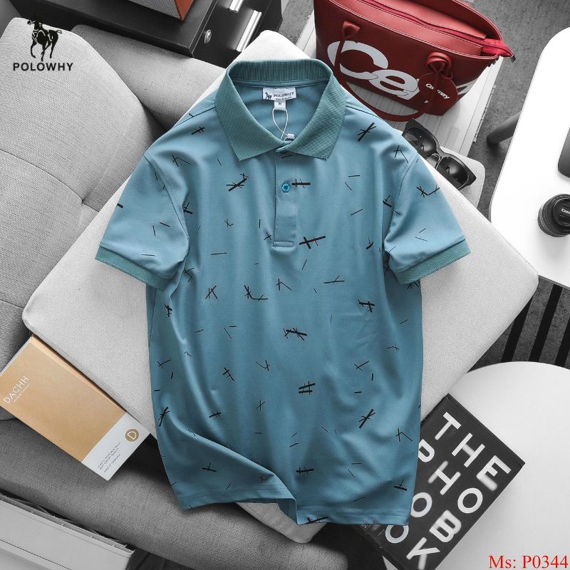 Áo Polo Nam POLOWHY Cá Sấu Poly P0344 Họa Tiết Nét Gạch
