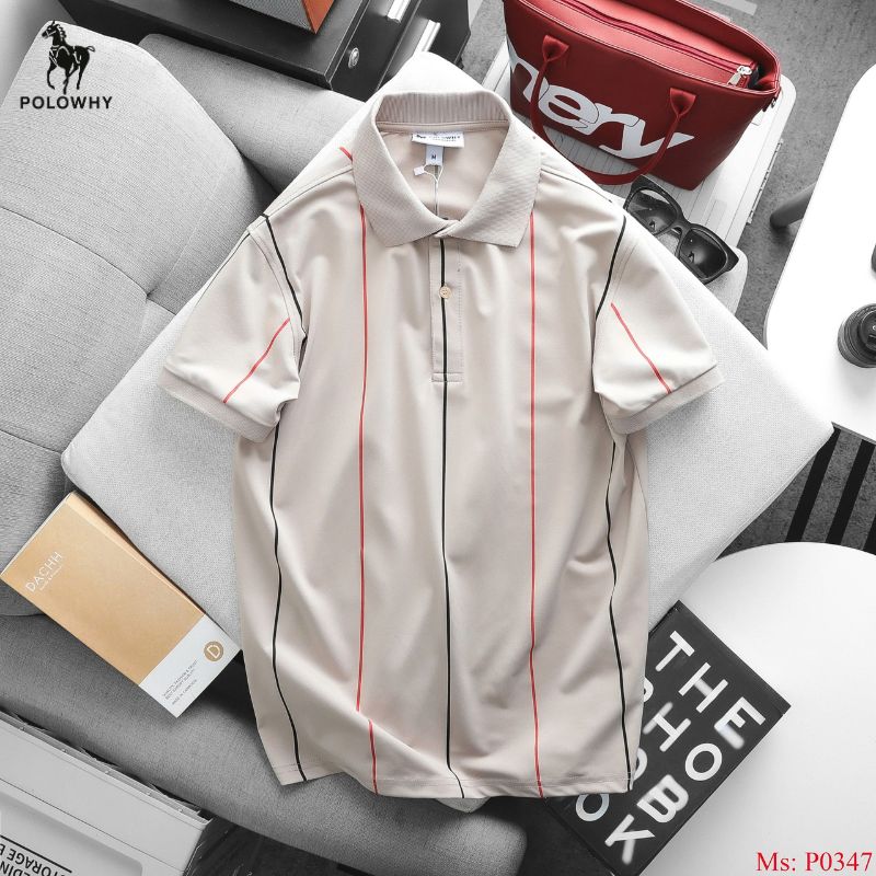 Áo Polo Nam POLOWHY Cá Sấu Poly P0347 Sọc Dọc