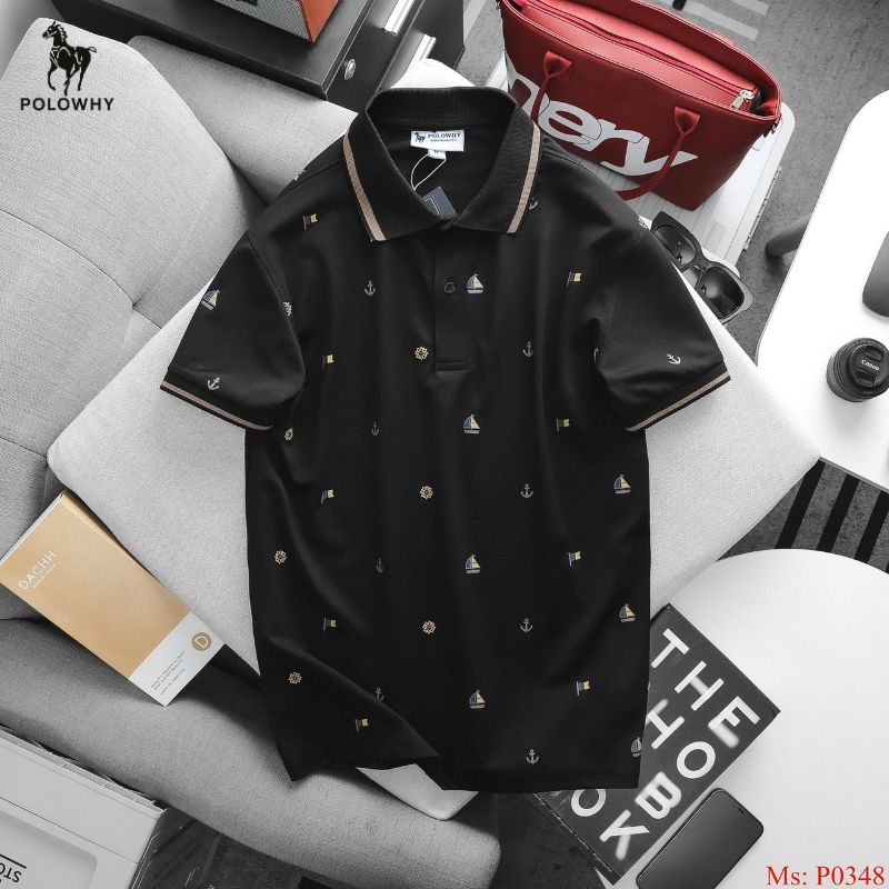 Áo Polo Nam POLOWHY Cá Sấu Poly P0348 Họa Tiết Thuyền