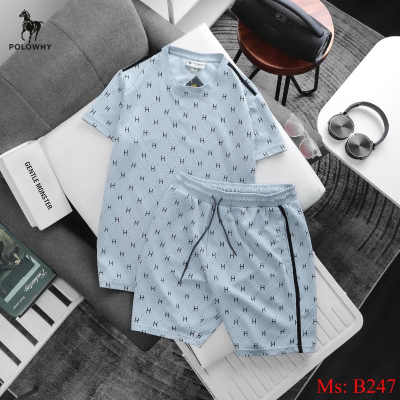 Đồ Bộ Nam Hột Xoàn B247 POLOWHY | Họa Tiết Chữ H - 5 Màu Chính Hãng