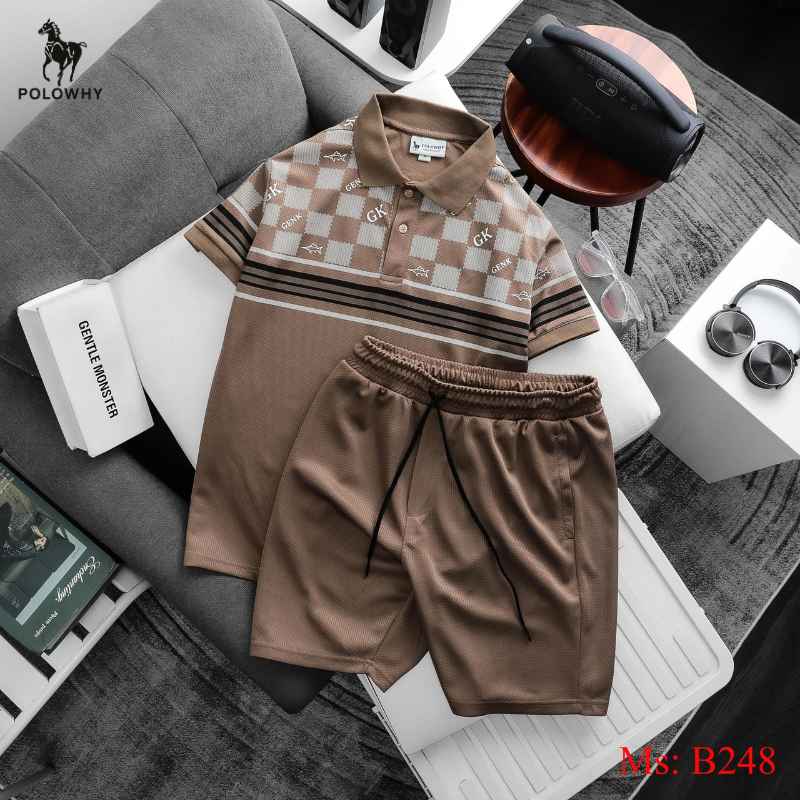 Đồ Bộ Nam POLOWHY Trái Banh B248 | Phối Màu Khối Caro Hiện Đại