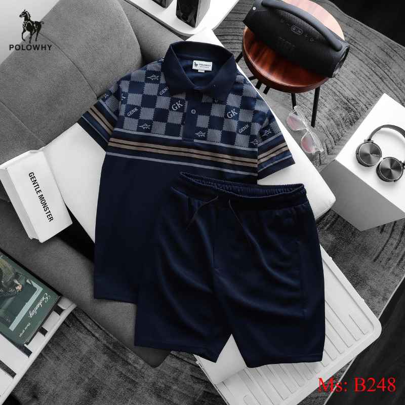 Đồ Bộ Nam POLOWHY Trái Banh B248 | Phối Màu Khối Caro Hiện Đại